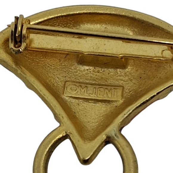 M. Jent Signed Modernist Brooch | Gold Cross Pendant 1980s - Picture 4 of 4